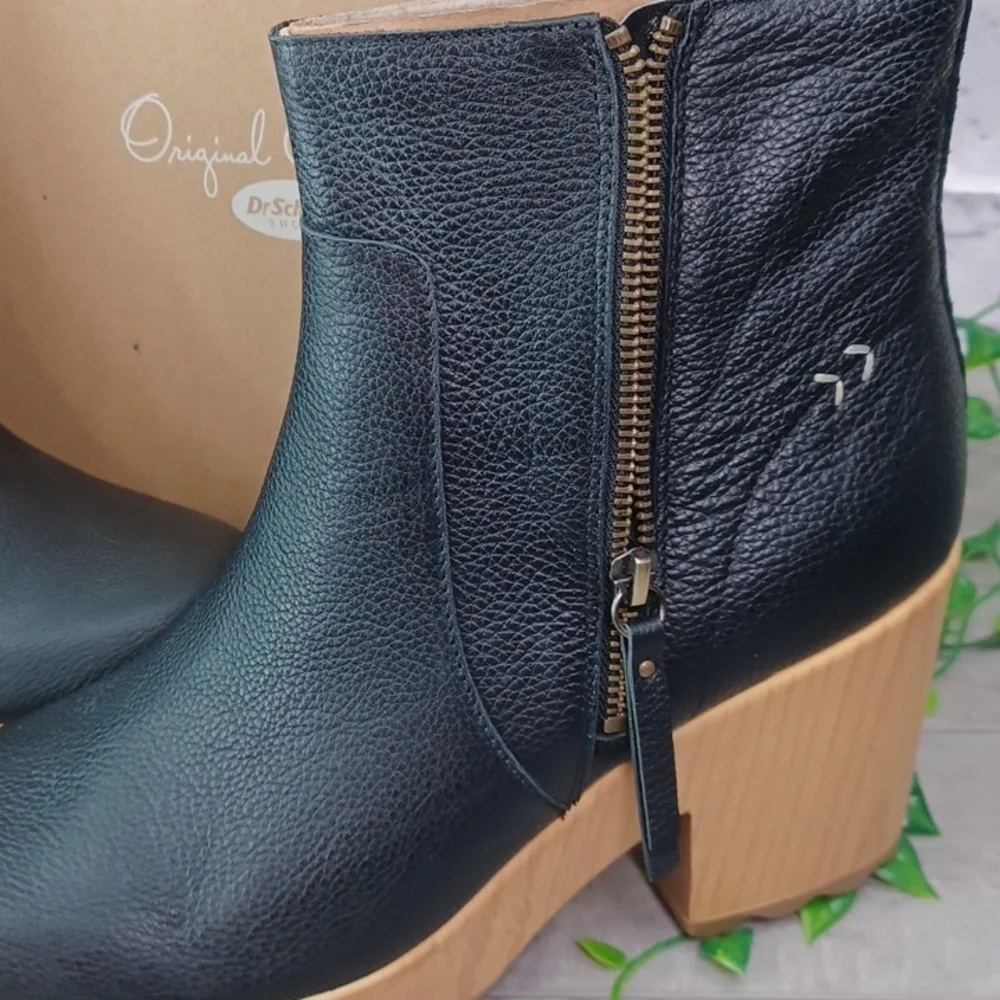 Dr. Scholl's Win Over Zipper Platform Ankle Boots NIB